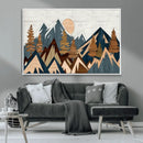 Abstract Wood Panel Effect Mountain Range Top Wall Art