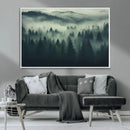 Misty Forest Wall Art Premium Canvas Print a Foggy and