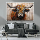Abstract Bull Highland Cow Canvas Wall Art Print – Vibrant by MyGreatCanvas | Canvas Wall Art Prints | Photo Prints & Wall Decor