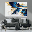 Gold Marble Art - Abstract Geode Gold And Blue Marble Shape