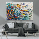 Modern Abstract Fish Shoal Wall Art Canvas Print, Colorful by MyGreatCanvas | Canvas Wall Art Prints | Photo Prints & Wall Decor