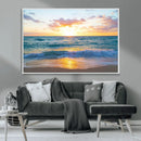Golden Sunset Over Ocean Waves - Serene Coastal Triptych
