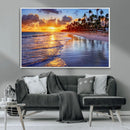 Serene Beach Sunset Wall Art Canvas- Coastal Seascape Print