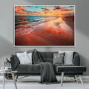 Sunset Beach Wall Art | Ocean Canvas Print | Coastal Wall