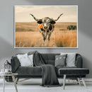 Texas Cow Longhorn Wall Art Canvas Print for Farm House Wall