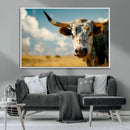 Longhorn in the Prairie - Stunning Ranch-Style Triptych Wall