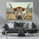 Texas Cow Longhorn Wall Art Canvas Print for Farm House Wall