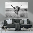 Texas Cow Longhorn Wall Art Canvas Print for Farm House Wall