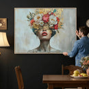 Golden Petal Wall Art Canvas Print - Silhouette Woman Wall