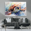 Watercolor Sea Turtle Wall Art Canvas Print - Vibrant Ocean