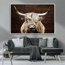 Highland Cow Wall Art Canvas Print, Rustic Farmhouse Decor,