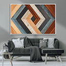 Geometric Wood Art Wall Decor Canvas Print, Rustic Wooden