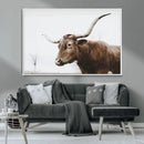 Rustic Bull Wall Art Canvas Print – Modern Longhorn