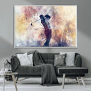 Abstract Watercolor Golf Player Wall Art Canvas Print