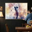 Abstract Watercolor Golf Player Wall Art Canvas Print