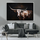 Texas Longhorn Wall Art Canvas Print | Western Ranch Decor |