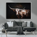 Texas Longhorn Wall Art Canvas Print | Western Ranch Decor |