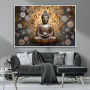 Golden Buddha Wall Art Canvas Print | Zen Meditation Floral