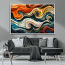 Abstract Wave Wall Art | Ready to Hang Framed Canvas Print |