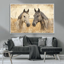 Chines Ink Style Grunge Horses Wall Art Canvas Print