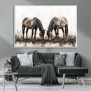 Chines Ink Style Horses Wall Art Canvas Print