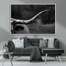 Cow Longhorn Wall Art | Black and White Print | Ready to by MyGreatCanvas | Canvas Wall Art Prints | Photo Prints & Wall Decor