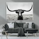 Longhorn Bull Canvas Print | Rustic Farmhouse Wall Art |