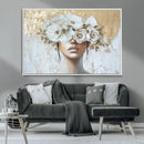 Golden Petal Wall Art - Canvas Print Flower Head Woman