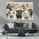 Farmhouse Wall Art | Western Longhorn Cattle Canvas Print | by MyGreatCanvas | Canvas Wall Art Prints | Photo Prints & Wall Decor