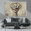 Abstract Floral Women Patel Wall Art Canvas Print