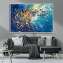 Colorful Swirling Fish School Wall Art Canvas Print |