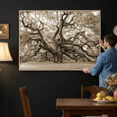 Sepia Framed Angel Oak Tree Wall Art - 3-Panel Canvas