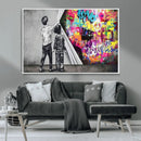 Banksy Print - Street Art Canvas Wall Art - Kids Revealing