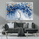 Blue and Gold Abstract Tree Wall Art Canvas Print | Modern