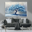 Abstract Blue Tree Art Canvas Print, Majestic Tree Wall Art