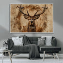 Wood Abstract Deer Wall Art | Rustic Wildlife Canvas Print |