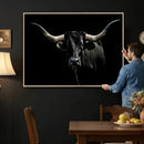 Texas Black Longhorn Bull Wall Art Canvas Print - Western by MyGreatCanvas | Canvas Wall Art Prints | Photo Prints & Wall Decor