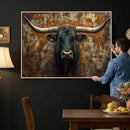 Longhorn Texas Cow Bull Wall Art | Rustic Farmhouse Canvas by MyGreatCanvas | Canvas Wall Art Prints | Photo Prints & Wall Decor