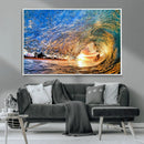 Ocean Wave at Sunset Canvas Wall Art – Vibrant Coastal Beach