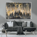 Golden Forest Abstract Wall Art | Dark Forest with Gold