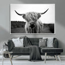 Highland Cow Wall Art | Black and White Farmhouse Decor |