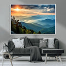 Sunrise Over Mountain Range Wall Art Canvas Print, Farmhouse