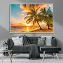 Tropical Sunset Beach Canvas Wall Art Print – Vibrant Palm by MyGreatCanvas | Canvas Wall Art Prints | Photo Prints & Wall Decor