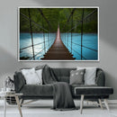 Suspension Bridge Over River Canvas Art | 3-Panel Nature by MyGreatCanvas | Canvas Wall Art Prints | Photo Prints & Wall Decor