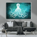 Green Octopus Abstract Wall Art Canvas Print