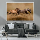 Large Wall Art Canvas Print – Two Running Brown Horses