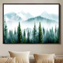 Pine Forest Wall Art Canvas Print – Misty Mountains Foggy