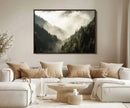 Misty Valley Wall Art Canvas Print – Foggy Forest Pine Trees