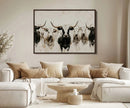 Longhorn Cattle Wall Art Canvas Print – Framed Bison Herd