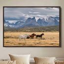 Grand Teton Park Wild Horses Wall Art Canvas Print – Framed